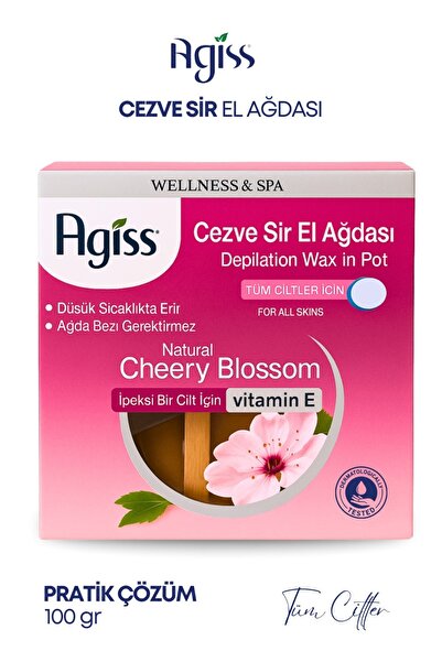 AGISS Tüm Cilt Tipleri Için Cezve Sir El Ağdası 100 Gr, Spatula Ve Ağda Temizleme Mendili