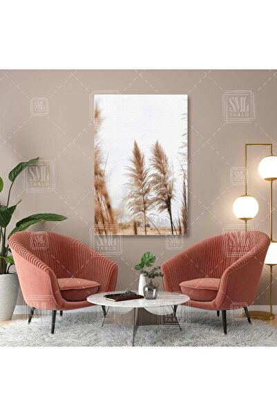 SML TABLO Pampas Boho Stil İskandinav Tarzı Kanvas Moda Dikey Kanvas Tablo