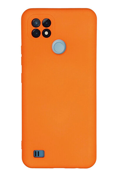 NewFace حافظة ريلمي C21 نانو من الداخل سيليكون مخملي - برتقالي 1494634709