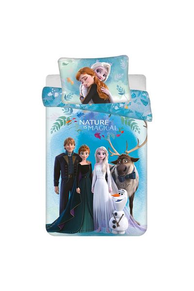 Frozen Set 2 piese lenjerie de pat, Husa pilota, 100x135 cm, husa perna, 40x60 cm, Multicolor, Frozen