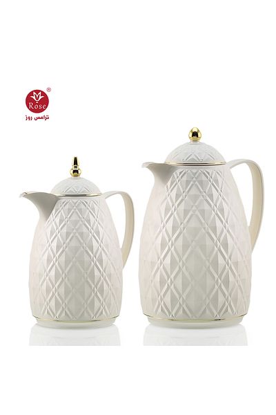 Rose Rs-1717- طقم ترمس شاي وقهوة مكون من 2 ترمس روز سعة 1 لتر قهوة ولتر ونصف شاي