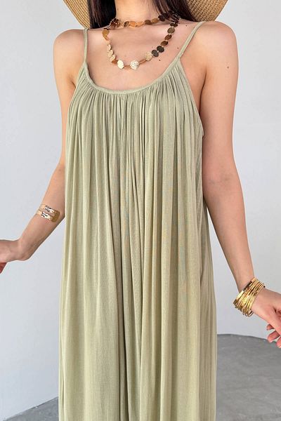 Cappmoda ELB-3173 Φόρεμα μίντι με επένδυση χακί