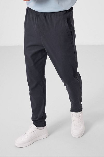 TOMMY LIFE Γκρι Standard Fit υφαντό ελαφρύ εύκαμπτο ανδρικό παντελόνι Chino - 82179