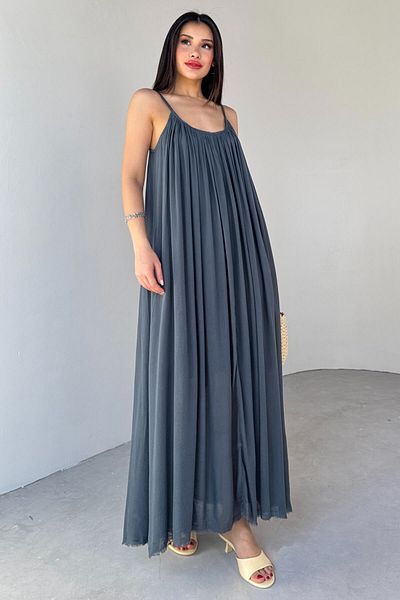 Cappmoda ELB-3173 Φόρεμα μίντι με επένδυση από ανθρακί