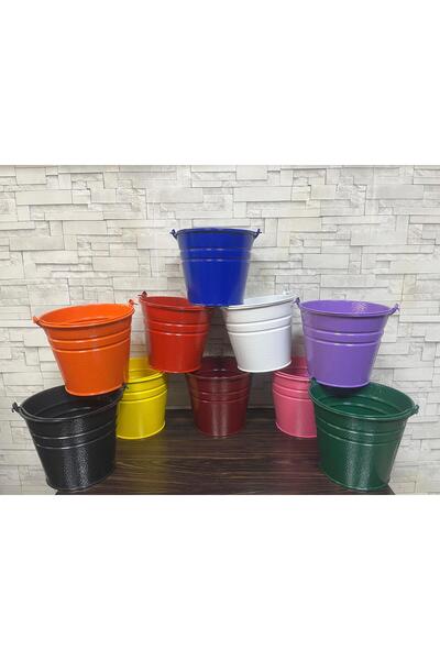ÖZHEMMEKLER 5 Adet Saplı Mini Yeşil Renk Kova (18x13x15)
