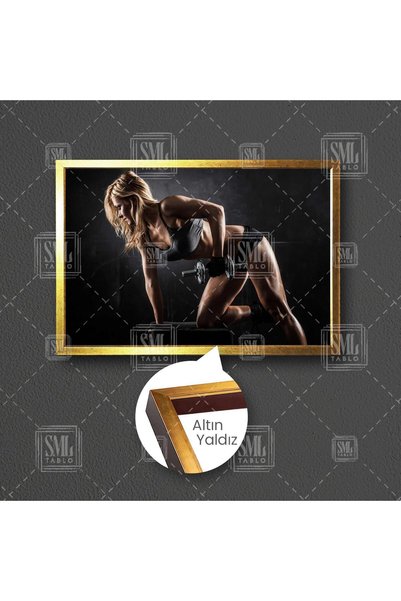 SML TABLO Spor Salonu Badi Vücut Geliştirme Fıtnees Dekor Çerçeveli Yatay Kan...