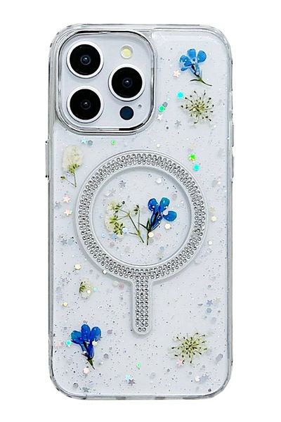 NewFace غطاء Magsafe لهاتف iPhone 15 Pro Flower - كريمي SPTGL