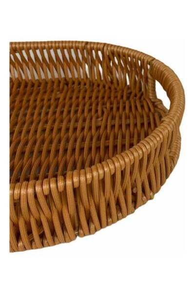 HALAMODO Oval Artificial Bamboo Tray Brown 29x19cm