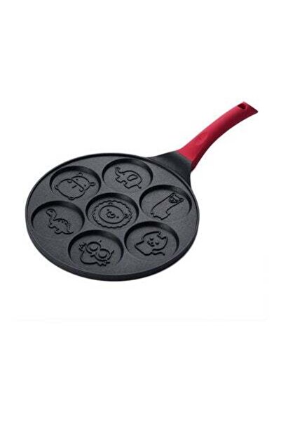 HALAMODO مقلاة فطائر غير لاصقة مع 7 أشكال حيوانات، أحمر، 28.50 × 2.00 × 28.50 سم