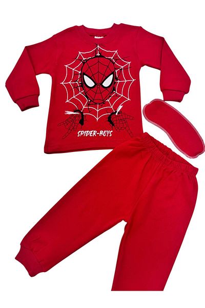 Esterella Boys Printed Pajamas Set/ Red Children Pajamas Set/ Sleeping Headband Is Gift