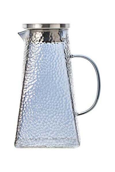 HALAMODO Hammer Texture Glass Water Bottle With Handle Grey