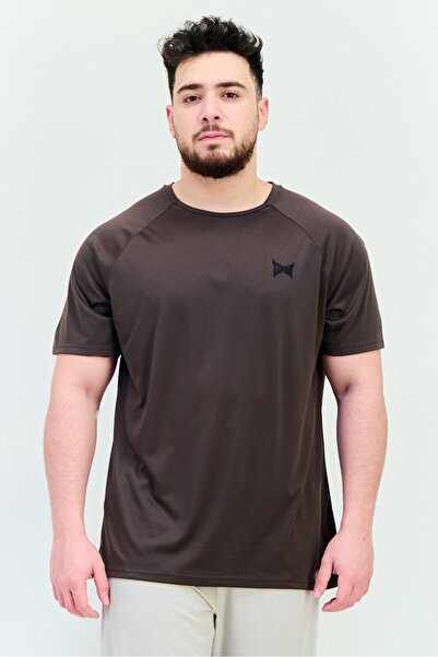Tapout Men Sportswear Fit Short Sleeves Training T-Shirt, Dark Brown