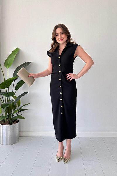 MaziButik Φόρεμα Side Drape Μαύρο