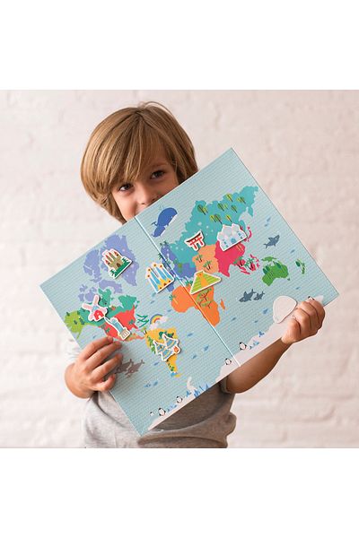 Apli Kids Joc educativ magnetic, Harta Lumii si obiective turistice importante, Apli, 40 piese, +5 ani