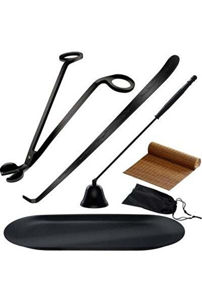 HALAMODO مجموعة إكسسوارات الشموع 6 في 1 باللون الأسود