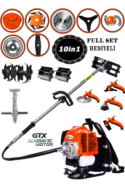 Wacker Pro Alman F801 Panzer Seri 10 In 1 Set Sırt Tipi Tırpan Toprak Eşeleme...