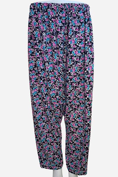 sinankardeşler Viscose Patterned Large Size Women's Shalwar - Elastic Pockets