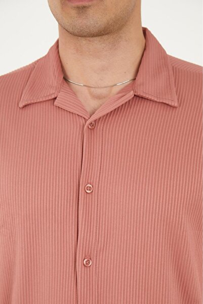 MFZ Giyim Dusty Rose Color Ottoman Fabric Slim Fit Men's Pants - Shirt Bottom Top Set