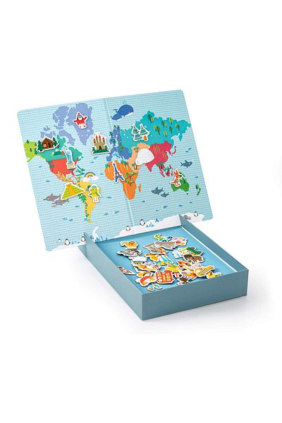 Apli Kids Joc educativ magnetic, Harta Lumii si obiective turistice importante, Apli, 40 piese, +5 ani
