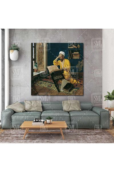 SML TABLO Osman Hamdi Omul care citește Coranul Pictură pe pânză pătrată