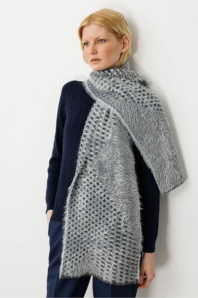 Desen Triko Women's Mixed Patterned Kaşkol Blue