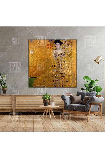SML TABLO Gustav Klimt Adele Bloch Bauer Εφέ ελαιογραφίας Πίνακας τετράγωνος καμβάς