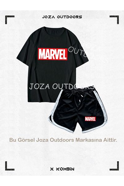 Jobia Outdoors Unisex Men's Marvel Printed Design Summer Shorts Oversize Tshirt Set of 2