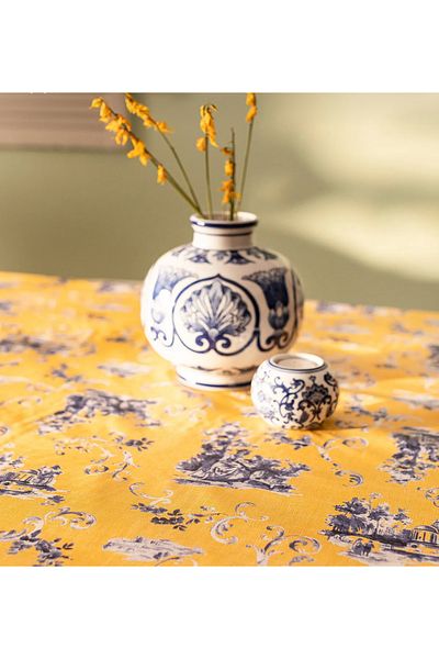 Madame Coco M.C Nora Pvc Table Cloth - Yellow/Blue - 140X200 cm
