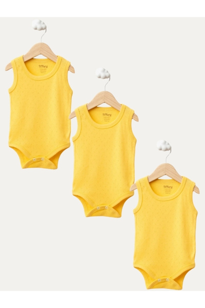 Tiffany Athlete Body 100% Cotton Snap Fastener Basic Set of 3 Bodysuit Yellow...