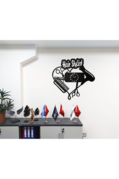 Mova Dizayn ساعة حائط معدنية مزخرفة حديثة مصممة خصيصًا لمصففي الشعر والحلاقين ومصففي الشعر