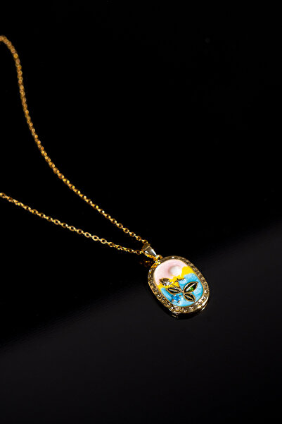 Zalifra Vintage Seri Lale Figürlü Tablo Model Çelik Kolye