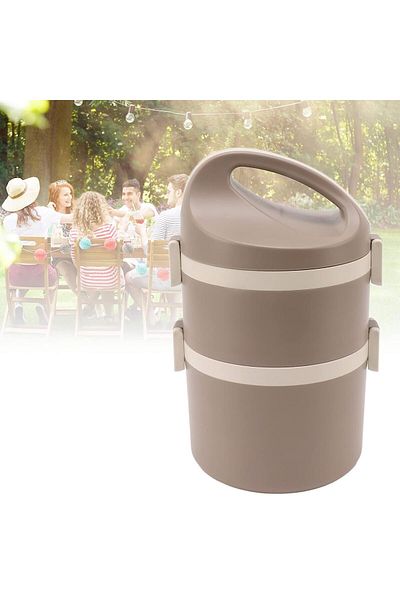 COOYA Insulated Lunch Box,304 Stainless Steel Double Layer,Leak-Proof Durable Thermal,14 x 26cm,Khaki