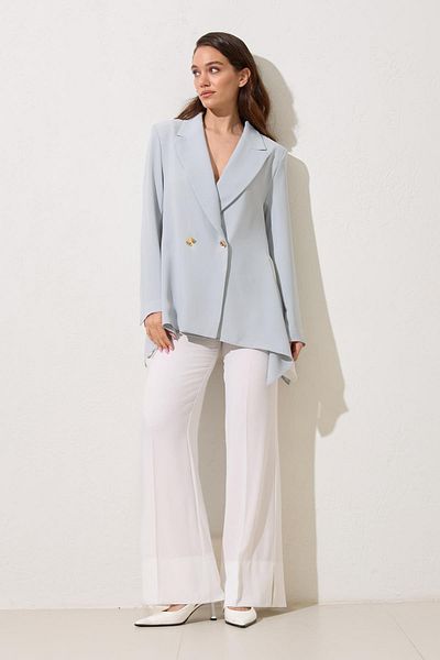 Setre Hazy Green Single Button Detailed Asymmetrical Jacket