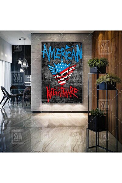 SML TABLO American Nightmare WWE Kuru Kafa Skull Tiger Cody Rhodes Dikey Kanv...