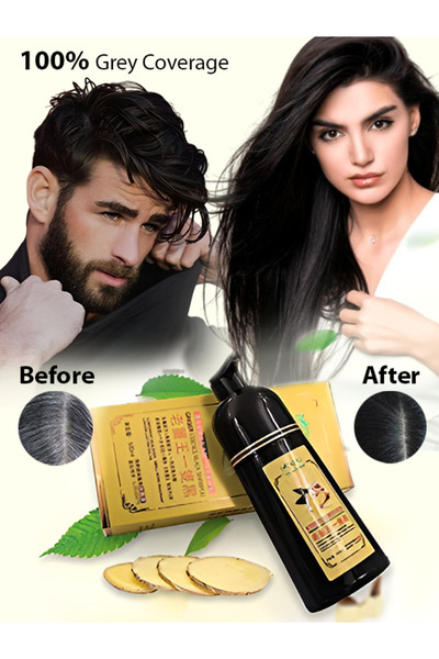 Mokeru شامبو الزنجبيل 500 مل لتلوين الشعر الأسود الفوري