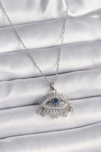 Store 316L Steel Silver Color Chain Zircon Stone Eye Model Women's Necklace