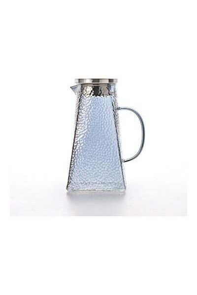 HALAMODO Hammer Texture Glass Water Bottle With Handle Grey