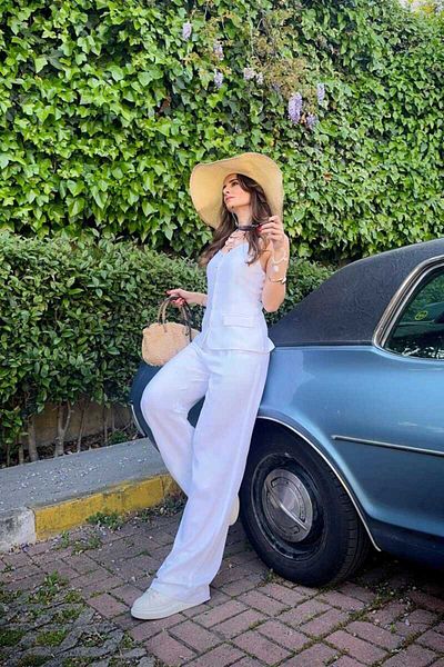 Clothing palette High Waist Linen Palazzo Trousers