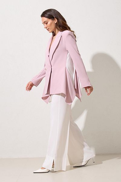 Setre Powder Single Button Detailed Asymmetrical Jacket