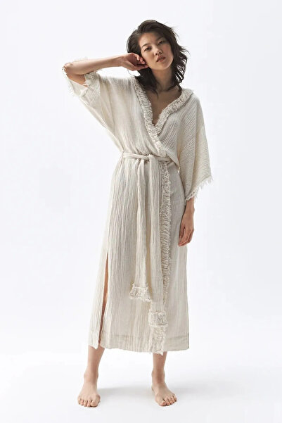 CAN ÇAPAR Kimono din țesătură moale, cu două părți, Y cu fantă Bürümcük