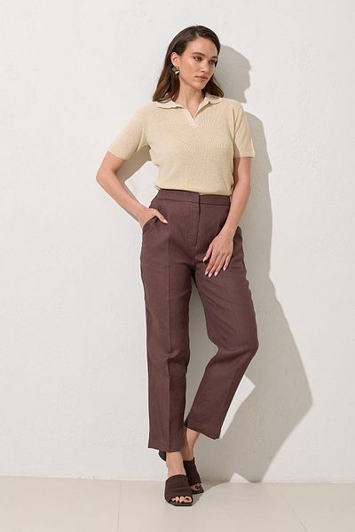Setre Pantaloni Bitter-Brown 100% in, cu detaliu de buzunar