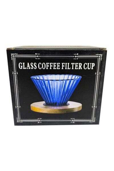 HALAMODO Glass Coffee Drip Filter With Wooden Holder Clear/Beige 10x11.5cm