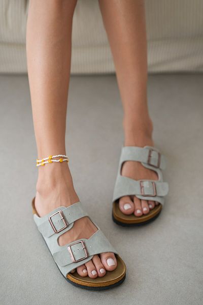 selinshoes Γυναικείες παντόφλες Tafy Double Buckle - ΓΚΡΙ