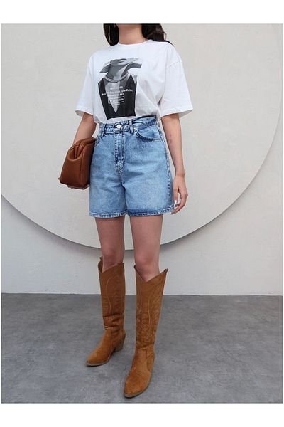 ESRAHELVACI Bermude albastre din denim
