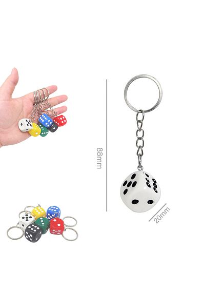 Limmy Dice Keychain 1 Piece Car Bag Ornament Keychain - White