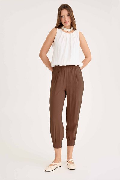 Vitrin Pleated Carrot Cut Modal Trousers