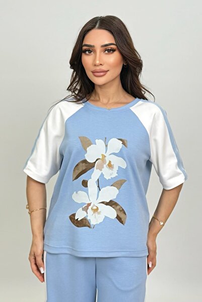 FEVER Kontrast desenli viskon bluz