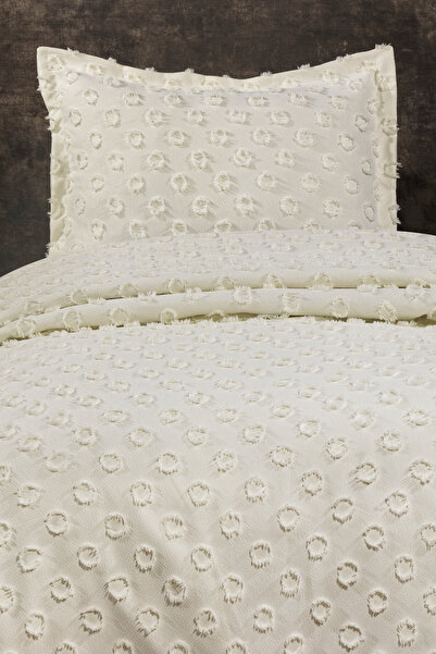 CANDAN ÇEYİZ Pompon Arlina Geo Modern Single Multi-Purpose Cover Bedspread Pike (with a Gift)