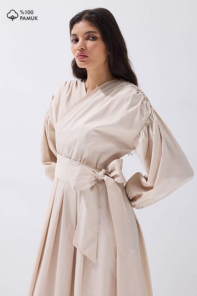 Hooopstore Βαμβακερό φόρεμα με διπλό στήθος