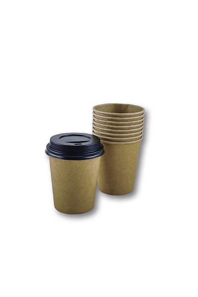 Home 8 oz Brown Kraft Take Away Unprinted Paperboard Hot Coffee Cup 100 Pcs